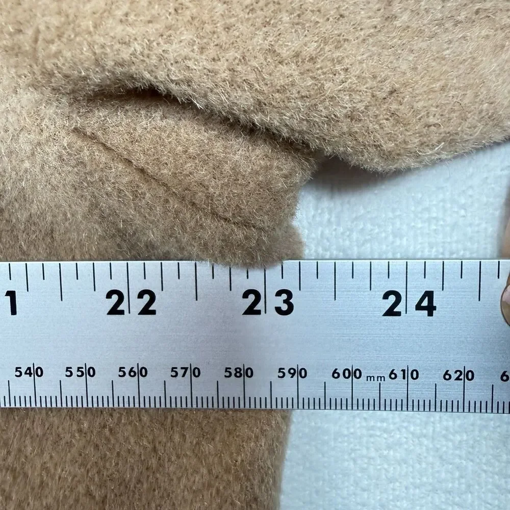Larry Levine 100% Camel Hair Coat 14P Petite Tan Natural Overcoat Italy Fabric